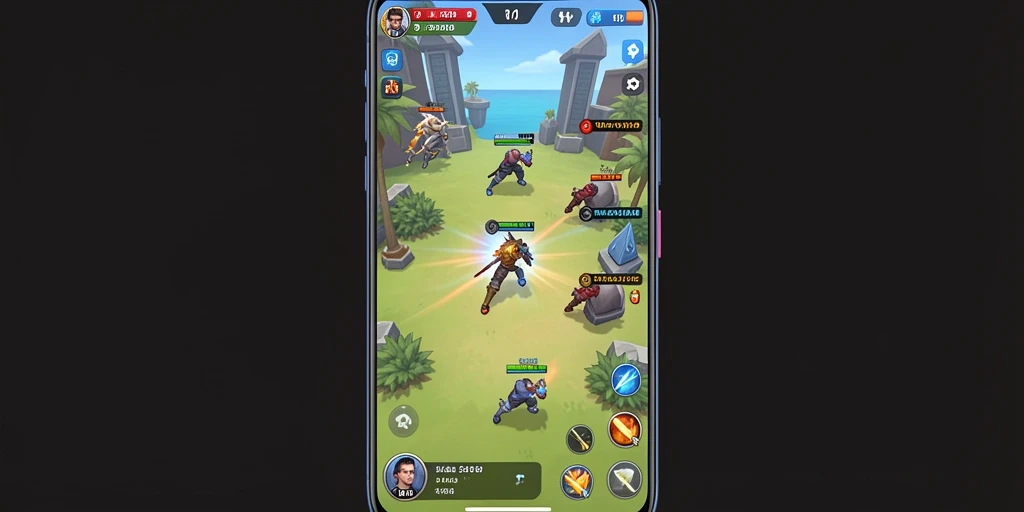 Menampilkan momen seru dalam game multiplayer.